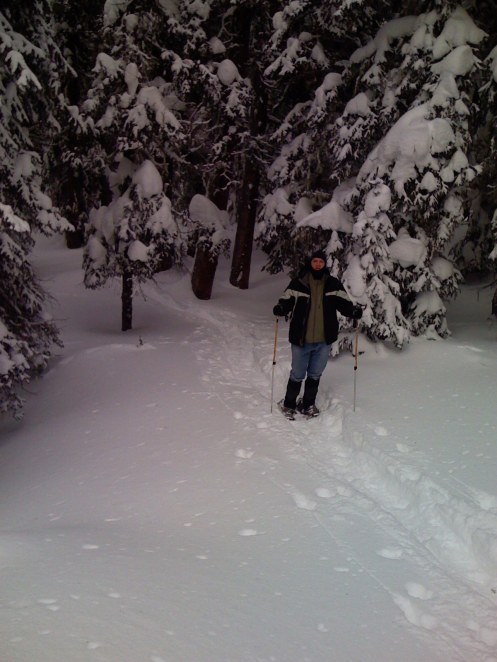 Snow shoeing William on Taos hike