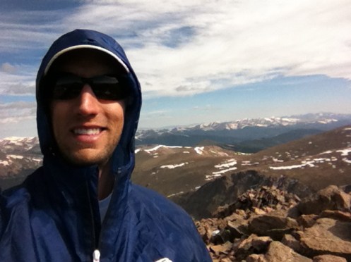 Mt. Bierstadt summit, 14,065'.  Rocky steep fun.  